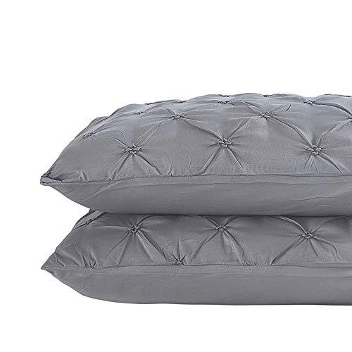 Vaulia Lightweight Soft Microfiber Pillow Shams, Well Crafted Pinch Pleat, King Size (20X36) Grey Color Set Of 2 #TOP2