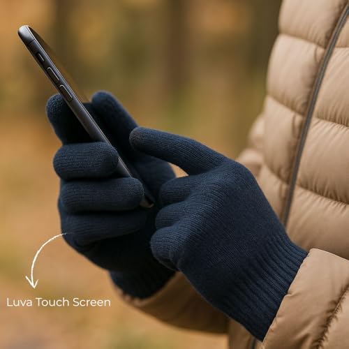 Luva Touchscreen Inverno Unissex – Tecido Térmico em Pliéster Compatível com Celular – Luva de Malha