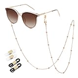 SAM & LORI Eyeglass Chain Women Glasses Strap Holder Necklace Reading Stylish Cord Sunglass Mask Lanyard Around Neck Rose Gold Jewelry Accessory Kawaii Beaded Eyewear Cute String Fashion Pearl Vintage