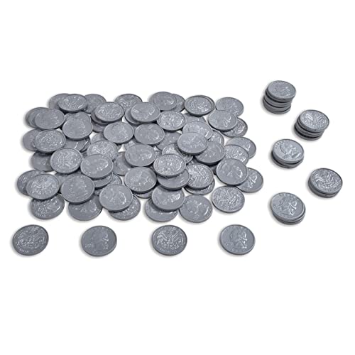 image for LEARNING ADVANTAGE Play Quarters - Set of 100 Plastic Coins - Designed