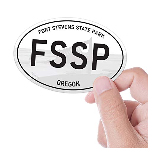 Fort Stevens State Park OR White Oval Sticker, Oregon Coast