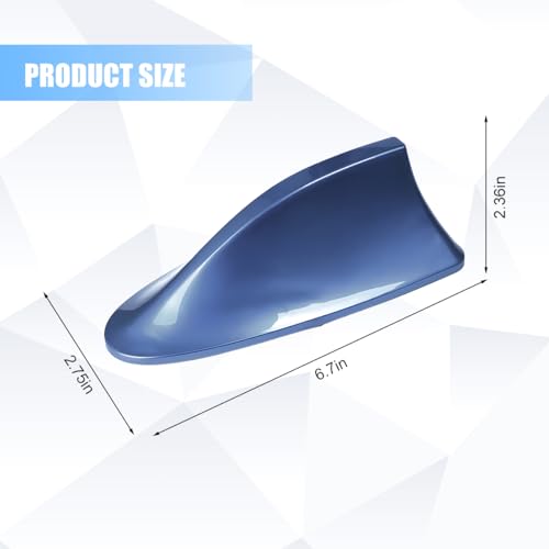 Image of Car Shark Fin Antenna Cover, Top Roof Aerial Base AM /FM Radio Signal Base with Adhesive Tape, Fashionable Automotive Top Decoration Replacement, Universal for Vehicles (Blue)