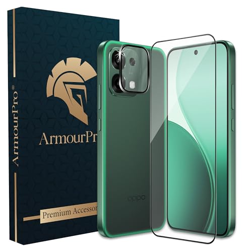 Image of ArmourPro Edge to Edge Tempered Glass for Oppo F33 with Black Camera Ring Guard, 9H Screen Protector, Anti-Scratch, Anti-Fingerprint, Bubble-Free Installation Kit