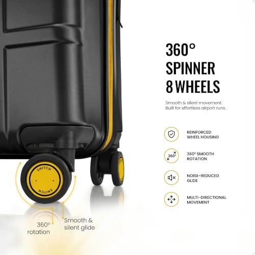 Image of SNITCH Blink Cabin Size Grey Polycarbonate Hard Travel Suitcase - Trolley Bag Small & Luggage with 8 Wheels, Premium Lock, Wet & Dry Pouch & Free Shoe Bag