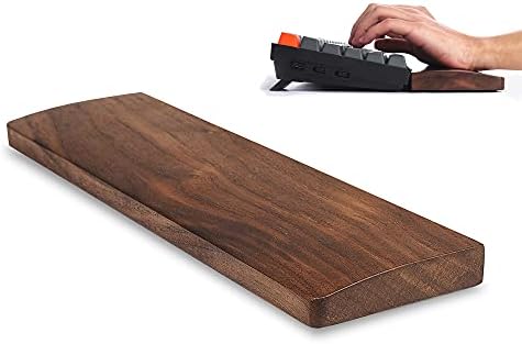 MageGee Keyboard Wooden Wrist Rest, Black Walnut Solid Wood Non-Slip Ergonomic Palm Rest for Compact 60% Keyboard, Durable and Easy to Clean