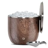 Snowfox XL - Insulated Ice Bucket with Lid/Scoops, Premium Vacuum Insulated Stainless Steel Ice Buckets for Parties, Ice Box, Home Bar Accessories, Parties Supplies, Bar Decor, 7L, Dark Walnut