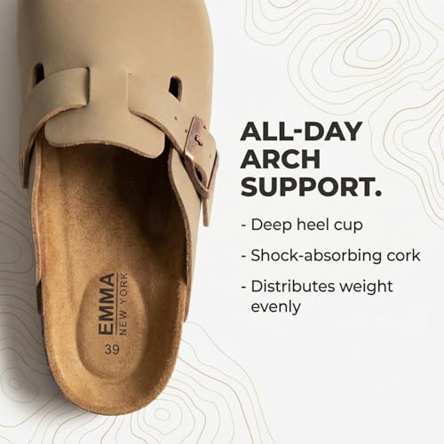 Image of EMMA NEW YORK Womens Clogs Mules Slip-On for Women with Arch Support Cork Footbed Potato Shoes