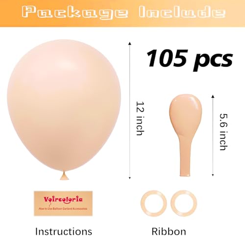 Image of Voircoloria 105pcs Blush Balloons 12inch Party Latex Balloons for Boys Girls Birthday Baby Shower Gender Reveal Wedding Sunflower Party Decorations