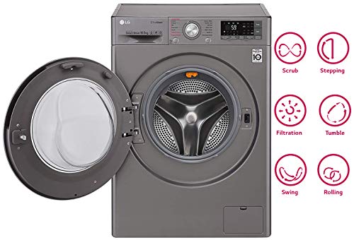 Image of LG 10.5 kg Inverter Wi-Fi Fully-Automatic Front Loading Washing Machine (F4J8JSP2S, Stone Silver, Inbuilt Heater)