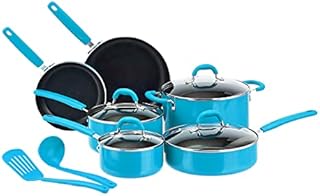 Amazon Basics Hard Anodised Non-Stick 12-Piece Cookware Set, Red