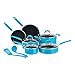 Amazon Basics Batterie de Cuisine 12 Pièces en Céramique Antiadhésive, Turquoise - Marmites, Casseroles et Ustensiles