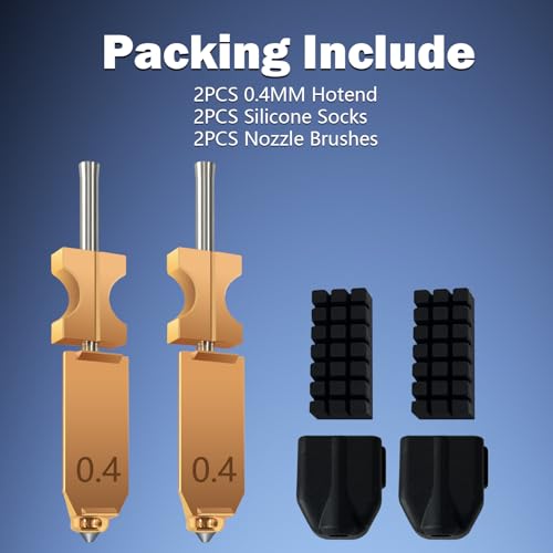 for AD5X Upgraded 0.4mm Hotend Nozzles 2 Packs 3D Printer Assembled Extruder Kits- All Metal Hot End/Printhead Replacement with Detachable Nozzle, Extra 2PCS Silicone Sock+ 2PCS Nozzle Brush by HysiPrui - Image 2