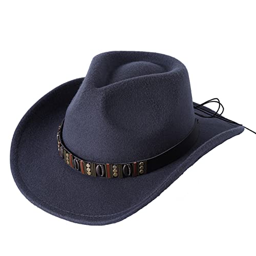 White Cowboy Hat For Women Men Vintage Western Wool Felt Cowgirl Hat Autumn Winter Keep Warm Wide Brim Outback Hat #TOP5