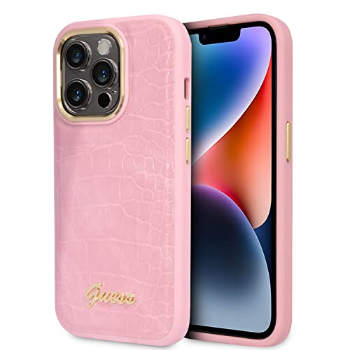 GUESS PU Backcover Compatible avec iPhone 14 Pro étui - Rose Croco