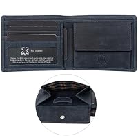 Fa.Volmer ® Leder Geldbörse Herren mit RFID-Schutz - extra-stabile Doppelnaht - 6 Fächer für Kreditkarten - Querformat (Hunter Navy) – Ansicht 2