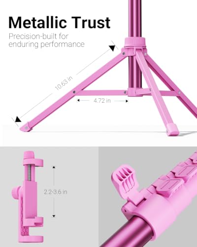 Image of VIMOSE 66 inch Phone Tripod, Tripod for iPhone with Remote & Phone Stand | Extendable Cell Phone Tripod for Video Recording, Ultimate Tripod & Monopod Accessories for iPhone /Android, Ruby Star