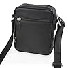 Lois - Sacoche Homme Bandouliere. Pochette Homme en cuir véritable élégante et compacte pour usage quotidien affaires loisirs style urbain, Noir #5
