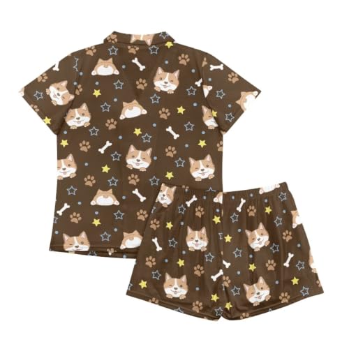 Image of Women's Short Sleeve Sleepwear Pajamas Nightwear with Pockets | Premium Polyester Fabric Ultra Soft Lightweight Breathable Touch, Wrinkle Resistant, All Day Cozy Wear for Daily Sleep