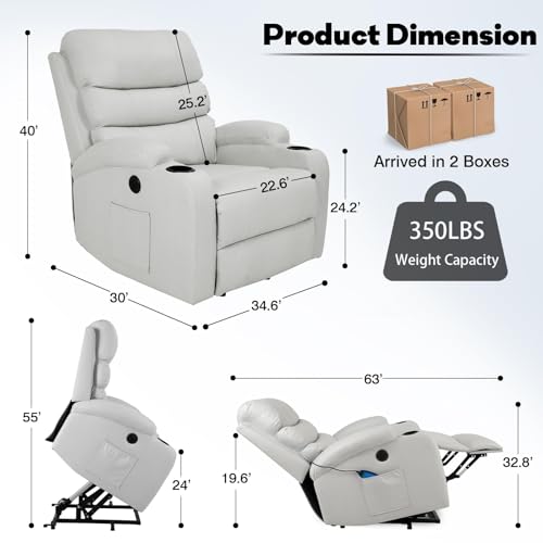 Sillón eléctrico reclinable con masaje y calor miniatura 3