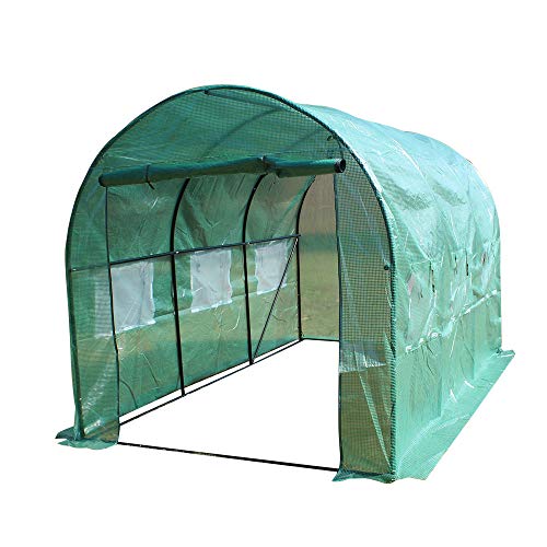 SHNORM Walk-in Greenhouse Tunnel Tent - Plant Gardening Large Tent Outdoor Gardening Accessory w/Roll-Up Windows, Zippered Door Gardening Accessory (3 Size) (12â€²x7â€²x7â€²)