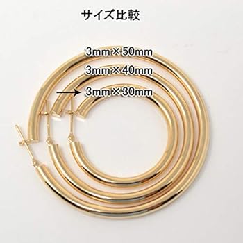 Amazon.co.jp: フープピアス フープ K18 パイプサイズ 3mm × 30mm 18金