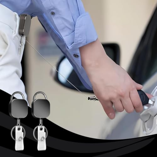 Image of AccuPrints Pack of 1 Heavy Duty Retractable Badge Reel with ID Holder Strap & Keychain Strong Sidekick Carabiner Belt Loop Clip, Retracting Lanyard with Cord for Keys & I'd Access Cards