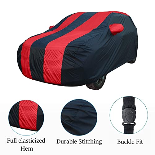 Image of Allextreme KSG5004 Car Body Cover Compatible with Kia Sonet Custom Fit Dustproof UV Heat Resistant Indoor Outdoor Body Protection (Navy Blue & Red with Mirror)
