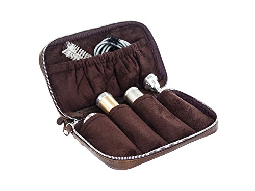 Trumpet Mouthpiece Pouch (4-Piece) Kgubrass Leather Crazy Horse Brown. Handmade (Quad, Vintage Brown) #TOP3