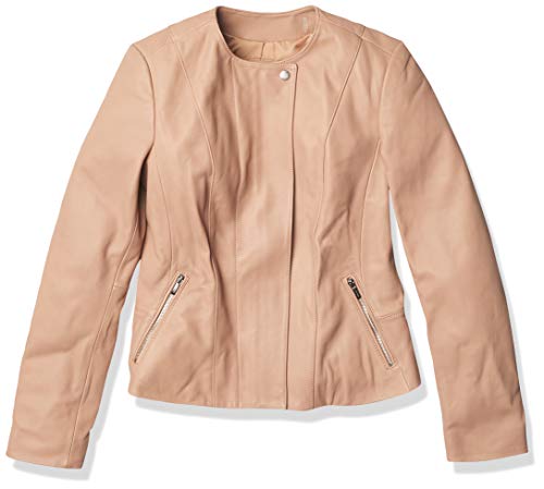 Cole Haan Women's Leather Feminine Racer Jacket, Nude, Large #TOP18
