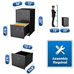 Polup 2 Drawer File Cabinet with Lock, Metal File Cabinets for Home Office, Two Drawer Locking Filing Cabinet, Small File Cabinet for Under Desk for Hanging Letter Size, Black, Assembly Required - Image 3