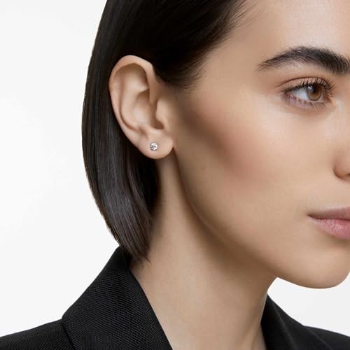 Swarovski Attract Round Stud Earrings with Clear Swarovski Crystals on a Rhodium Plated Setting, .05 cm, a Part of the Attract Collection