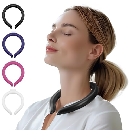 Magic Gel Neck Ring Coolers - Wearable Cooling Ice Pack for Necks - Reusable Cool Body Cooler Tube - Cold Gel Wrap Ice Packs Perfect for Outdoor Use - Pack of 2 - Black and White