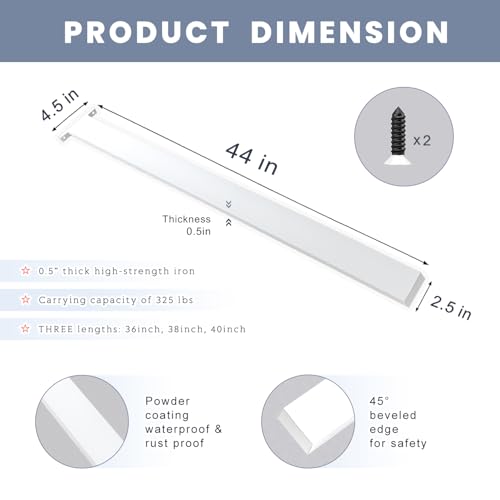Hidden Island Countertop Support Bracket 2 Pack White 44 Inch Heavy Duty Granite Countertop Bracket Iron Island Support Brackets for Granite Quartz Wood by Hardow - Image 2