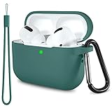 Picture of Lerobo for AirPods Pro Case Cover 2nd/1st Generation with Keychain & Lanyard,Soft Silicone Full Protective Case Compatible with Apple Airpod Pro 2022/2019 Charging Case [Front LED Visible] Pine Green