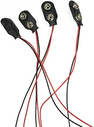 1000pcs I shape 9V battery SNAP connector black leather case copper button 6''leads 4mm tins ends