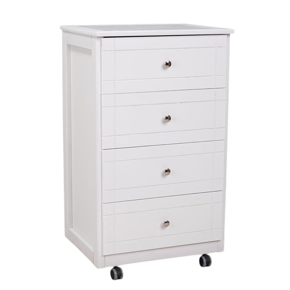 Liberoshopping Giada Carrello da Cucina Cassettiera con Ruote e Piano Mattonelle in Ceramica per Casa Giardino Laccato Bianco