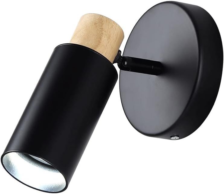 Lámpara de pared moderna de metal con detalles en madera E27 para iluminación interior