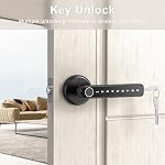 IRONZON 191F 3-in-1 Fingerprint Door Handle with Keypad Control | Fingerprint Door Lock with Keypad, Fingerprint Door Knob for Bedroom with Key, Keyless Entry Door Handle - Black