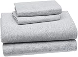 Amazon Basics Cotton Jersey Blend Bed Sheet Set - Queen, Light Grey Heather