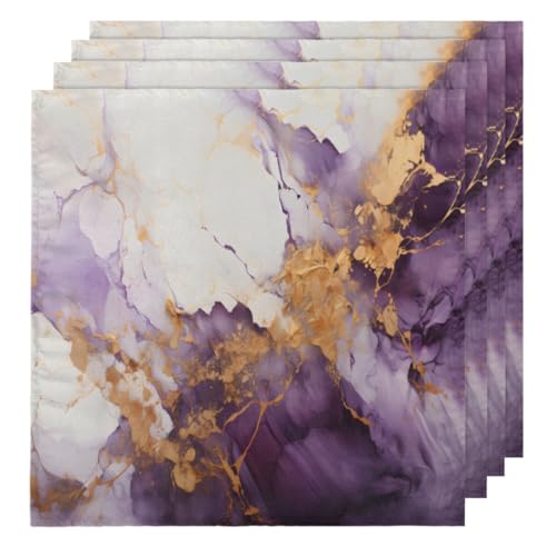 Servilletas de Tela Morado Dorado Mármol Pack 4 20x20 pulg miniatura 1
