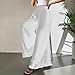 Womens High Waist Wide Leg Pants Chiffon Palazzo Loose Fit Flowy Lightweight Long Trousers Fashion Outfits Clothes（Small,White）