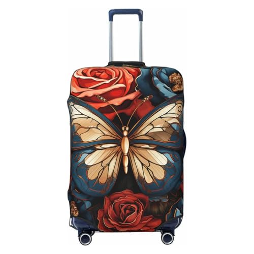 Travel Luggage Cover Butterflies and roses Suitcase Protector Elastic Washable Stretch Suitcase Protector Anti-Scratch Travel Suitcase Cover Fit 18-32 Inch Luggage