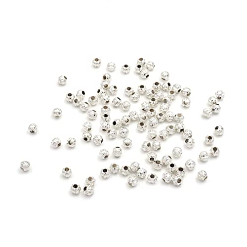 Lot de 100 petites perles intercalaires argentées de 3 mm
