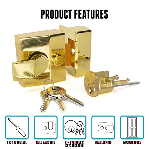Standard Deadlocking Nightlatch, 40mm Backset, Complete with Rim Cylinder Lock - Image 3