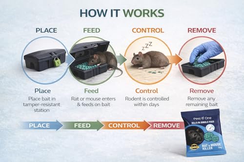 SISI UK Rat & Mouse Poison Blue Grain - Kills in Single Feed Stongest Maximum Strength Rodent Killer for all weather 150g (3 x 50g)