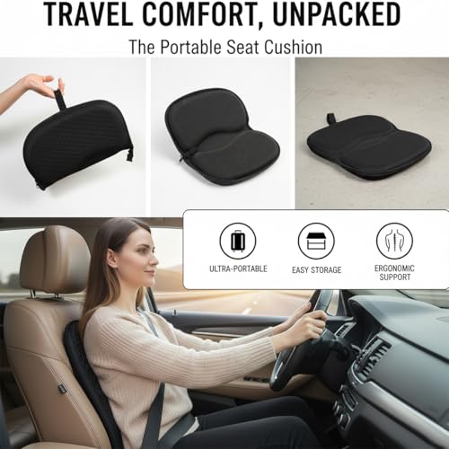 masteymoh Foldable Seat Cushion for Travel, Honeycomb Gel Cushion with Zipper & Handle, Portable Silicone Gel Seat Cushion for Cars, Honeycomb Butt Pillow 15.8 x 13.3 x 1.4 Inches (1 in Black) by masteymoh - Used condition - Image 2