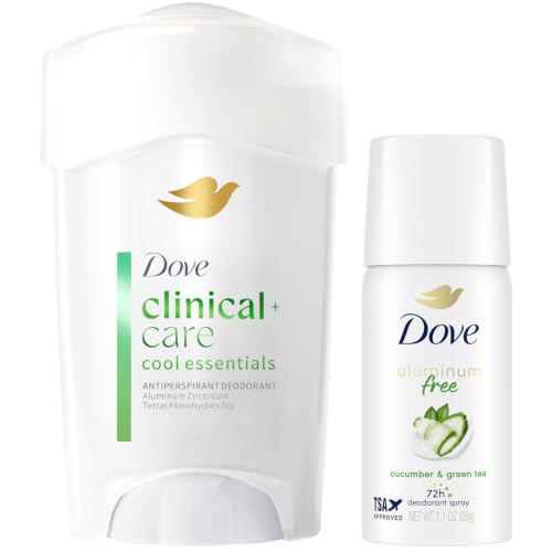 Image of Dove Deodorant for Women, Prescription Strength Antiperspirant, Cool Essentials + Cucumber & Green Tea Aluminum-Free Deodorant, Travel Size
