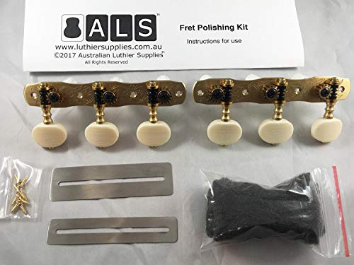 Gotoh Classical Guitar Machine Heads (Bonus Als Fret Polishing Kit) 35G1800-2M Model Tuners By Gotoh Japan Solid Brass With Ivoroid Buttons - Fret Polishing Kit By Australian Luthier Supplies #TOP2