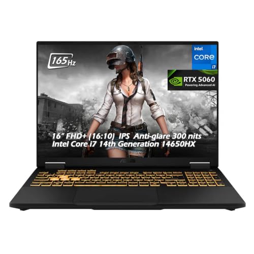 ASUS TUF Gaming F16 16" FHD+ 165Hz Gaming Laptop, Intel Core i7-14650HX, GeForce RTX5060, 32GB DDR5 RAM 2TB SSD, Wi-Fi6E AX RJ-45 BT Webcam RGB Backlit KB Win11, Jaeger Gray, USB Hub, W/GaLiMu