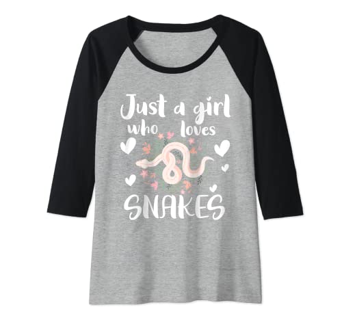 Donna Just a Girl Who Loves Snakes Funny Snake Lover Gift Maglia con Maniche Raglan